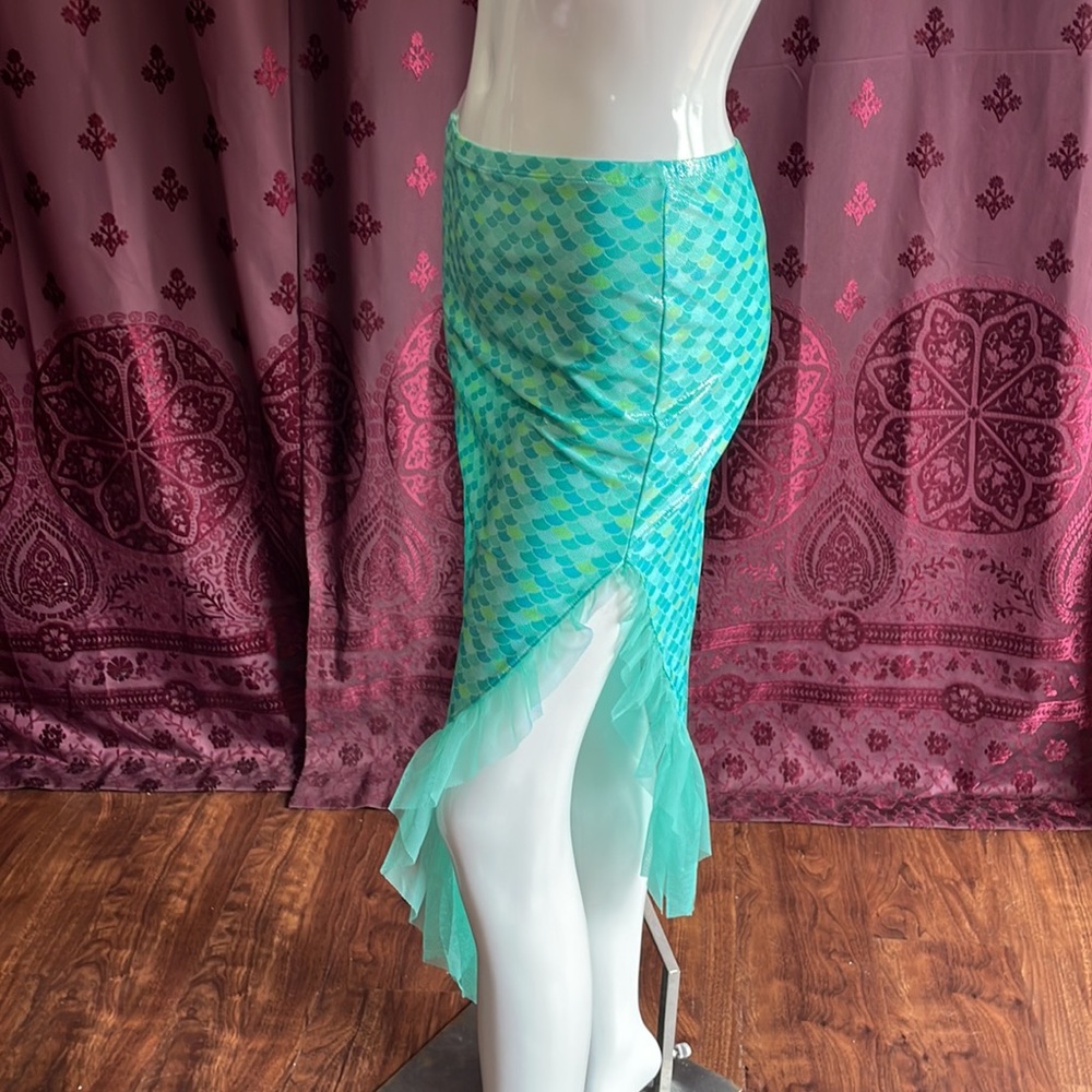 3/$20 Shiny Teal Mermaid Tail Swim Skirt Girls XXL
